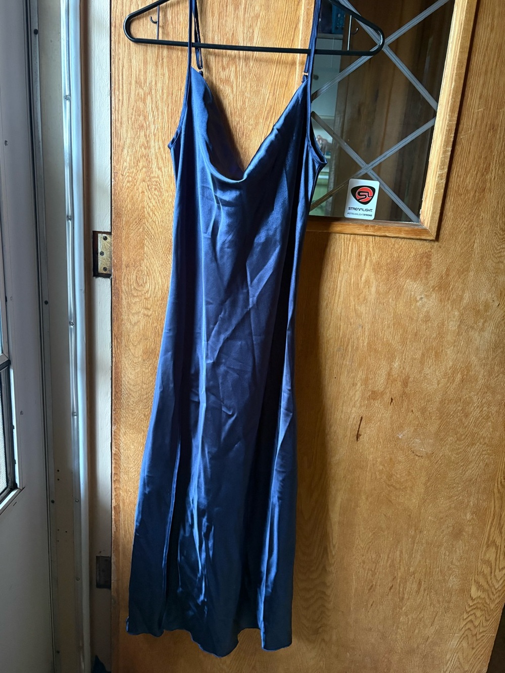 Satin Slip Dress in Deep Blue - Women's Intimates
